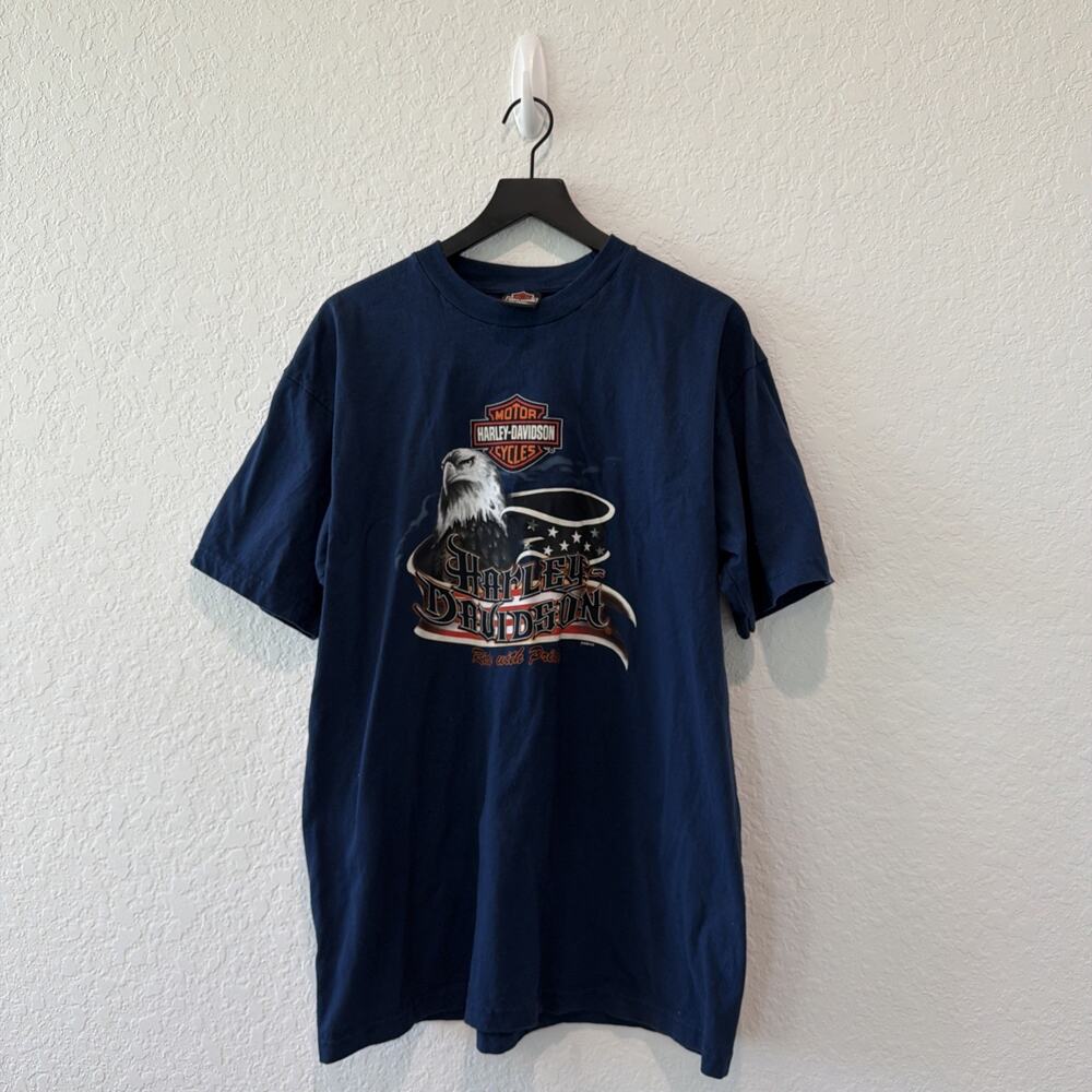 Harley Davidson Vintage Ride With Pride Navy T-shirt Size Xl